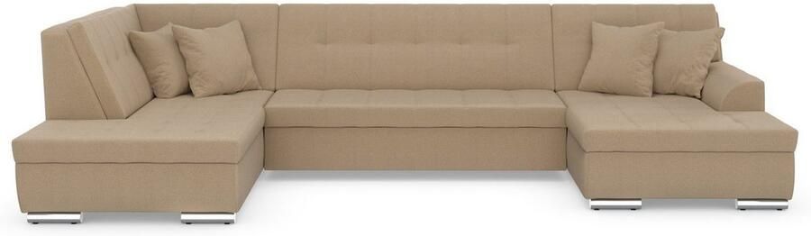 DOMO collection Zithoek Treviso inclusief sierkussen moderne stiksels XXL: B D H: 364 201 83 cm naar keuze met slaapfunctie in vele soorten bekleding ook in cord u-model - Foto 5