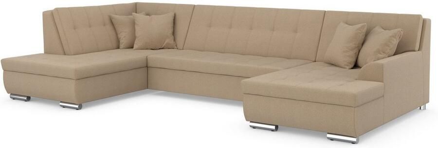 DOMO collection Zithoek Treviso inclusief sierkussen moderne stiksels XXL: B D H: 364 201 83 cm naar keuze met slaapfunctie in vele soorten bekleding ook in cord u-model - Foto 4