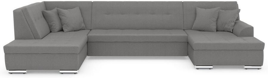 DOMO collection Zithoek Treviso inclusief sierkussen moderne stiksels XXL: B D H: 364 201 83 cm naar keuze met slaapfunctie in vele soorten bekleding ook in cord u-model - Foto 5