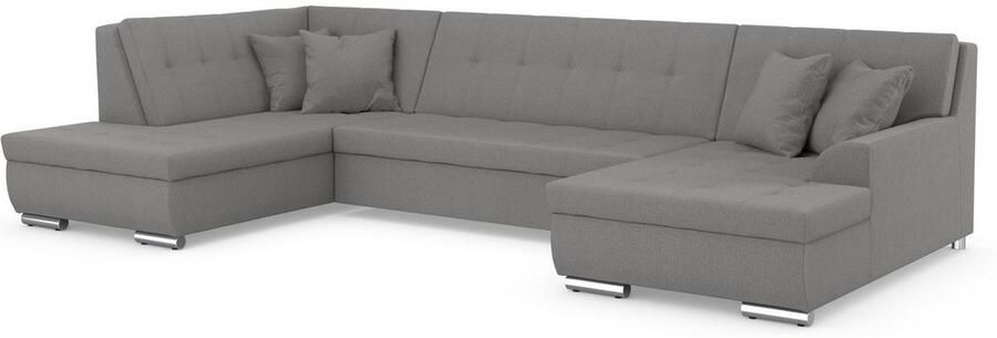 DOMO collection Zithoek Treviso inclusief sierkussen moderne stiksels XXL: B D H: 364 201 83 cm naar keuze met slaapfunctie in vele soorten bekleding ook in cord u-model - Foto 4