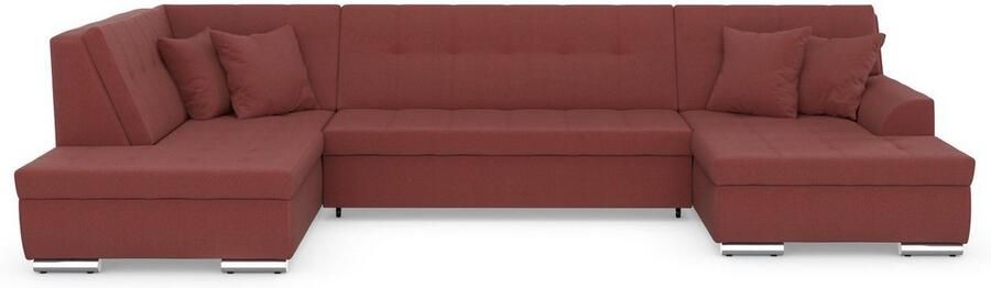 DOMO collection Zithoek Treviso inclusief sierkussen moderne stiksels XXL: B D H: 364 201 83 cm naar keuze met slaapfunctie in vele soorten bekleding ook in cord u-model - Foto 6