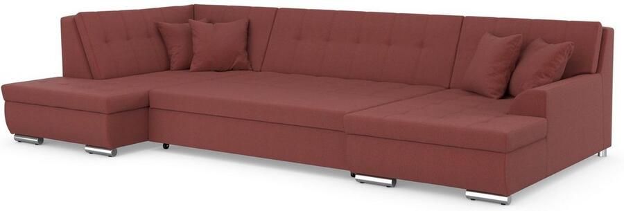 DOMO collection Zithoek Treviso inclusief sierkussen moderne stiksels XXL: B D H: 364 201 83 cm naar keuze met slaapfunctie in vele soorten bekleding ook in cord u-model - Foto 5