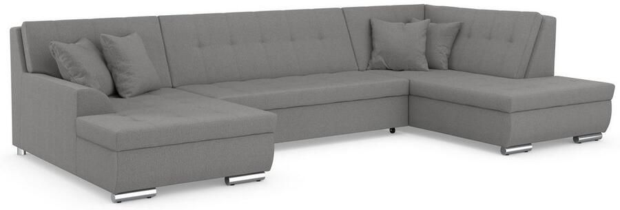 DOMO collection Zithoek Treviso inclusief sierkussen moderne stiksels XXL: B D H: 364 201 83 cm naar keuze met slaapfunctie in vele soorten bekleding ook in cord u-model - Foto 5