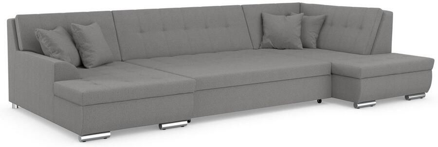 DOMO collection Zithoek Treviso inclusief sierkussen moderne stiksels XXL: B D H: 364 201 83 cm naar keuze met slaapfunctie in vele soorten bekleding ook in cord u-model - Foto 6