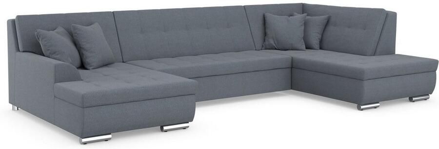 DOMO collection Zithoek Treviso inclusief sierkussen moderne stiksels XXL: B D H: 364 201 83 cm naar keuze met slaapfunctie in vele soorten bekleding ook in cord u-model - Foto 4