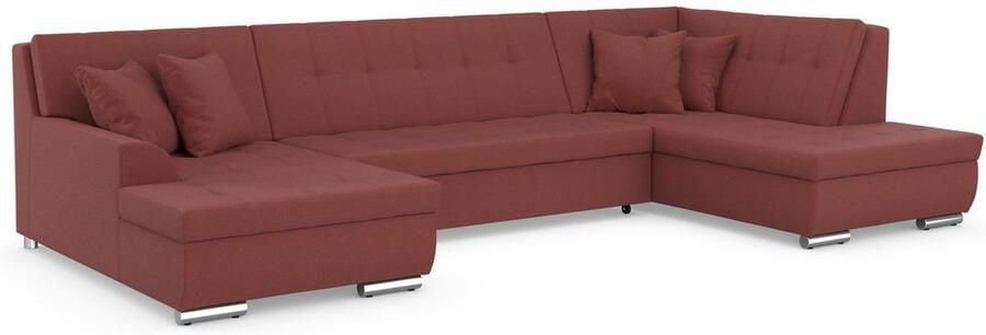 DOMO collection Zithoek Treviso inclusief sierkussen moderne stiksels XXL: B D H: 364 201 83 cm naar keuze met slaapfunctie in vele soorten bekleding ook in cord u-model - Foto 5