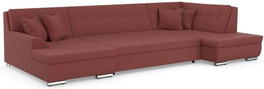 DOMO collection Zithoek Treviso inclusief sierkussen moderne stiksels XXL: B D H: 364 201 83 cm naar keuze met slaapfunctie in vele soorten bekleding ook in cord u-model - Foto 6