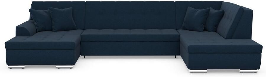 DOMO collection Zithoek Treviso inclusief sierkussen moderne stiksels XXL: B D H: 364 201 83 cm naar keuze met slaapfunctie in vele soorten bekleding ook in cord u-model - Foto 6