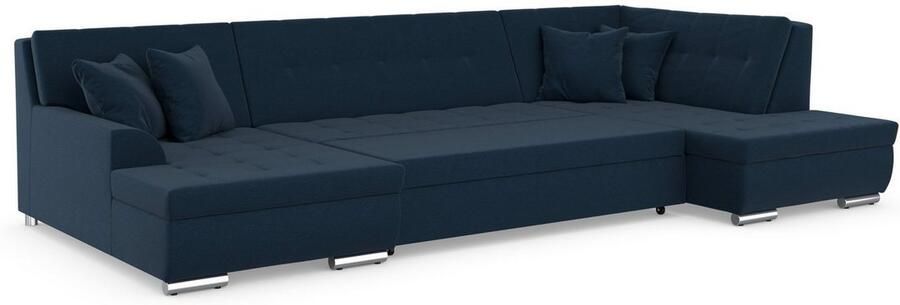 DOMO collection Zithoek Treviso inclusief sierkussen moderne stiksels XXL: B D H: 364 201 83 cm naar keuze met slaapfunctie in vele soorten bekleding ook in cord u-model - Foto 4