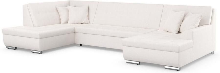 DOMO collection Zithoek Treviso inclusief sierkussen moderne stiksels XXL: B D H: 364 201 83 cm naar keuze met slaapfunctie in vele soorten bekleding ook in cord u-model - Foto 6