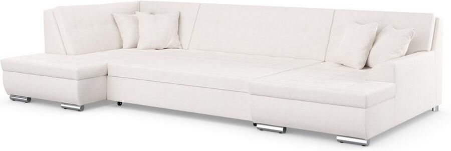 DOMO collection Zithoek Treviso inclusief sierkussen moderne stiksels XXL: B D H: 364 201 83 cm naar keuze met slaapfunctie in vele soorten bekleding ook in cord u-model - Foto 5