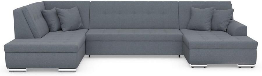 DOMO collection Zithoek Treviso inclusief sierkussen moderne stiksels XXL: B D H: 364 201 83 cm naar keuze met slaapfunctie in vele soorten bekleding ook in cord u-model - Foto 6