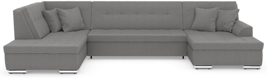 DOMO collection Zithoek Treviso inclusief sierkussen moderne stiksels XXL: B D H: 364 201 83 cm naar keuze met slaapfunctie in vele soorten bekleding ook in cord u-model - Foto 6