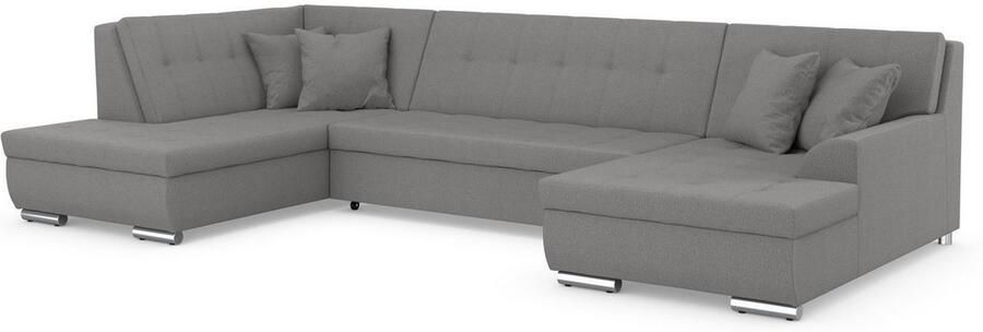 DOMO collection Zithoek Treviso inclusief sierkussen moderne stiksels XXL: B D H: 364 201 83 cm naar keuze met slaapfunctie in vele soorten bekleding ook in cord u-model - Foto 4