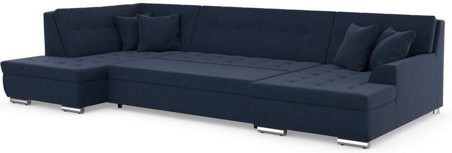 DOMO collection Zithoek Treviso inclusief sierkussen moderne stiksels XXL: B D H: 364 201 83 cm naar keuze met slaapfunctie in vele soorten bekleding ook in cord u-model - Foto 5