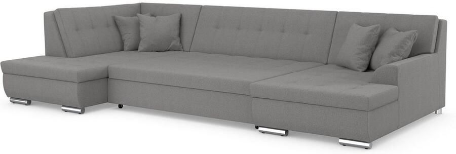 DOMO collection Zithoek Treviso inclusief sierkussen moderne stiksels XXL: B D H: 364 201 83 cm naar keuze met slaapfunctie in vele soorten bekleding ook in cord u-model - Foto 5