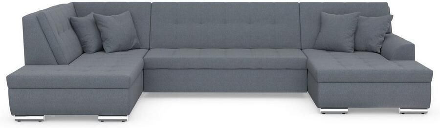 DOMO collection Zithoek Treviso inclusief sierkussen moderne stiksels XXL: B D H: 364 201 83 cm naar keuze met slaapfunctie in vele soorten bekleding ook in cord u-model - Foto 5