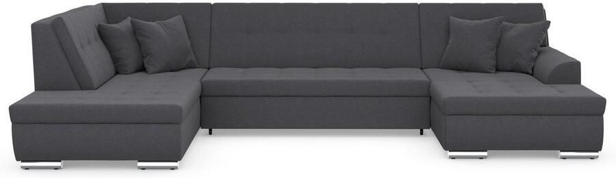 DOMO collection Zithoek Treviso inclusief sierkussen moderne stiksels XXL: B D H: 364 201 83 cm naar keuze met slaapfunctie in vele soorten bekleding ook in cord u-model - Foto 6