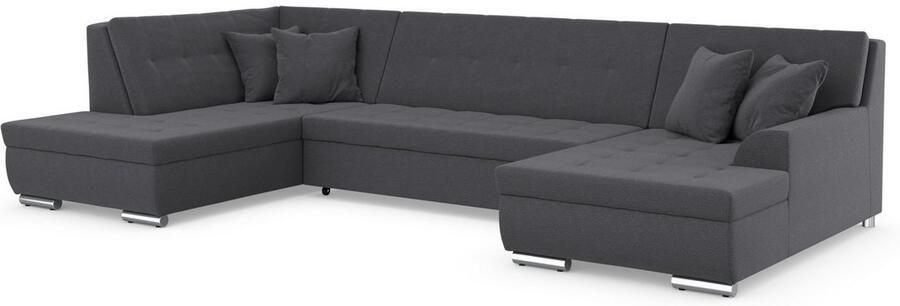 DOMO collection Zithoek Treviso inclusief sierkussen moderne stiksels XXL: B D H: 364 201 83 cm naar keuze met slaapfunctie in vele soorten bekleding ook in cord u-model - Foto 4