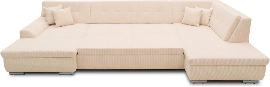 DOMO collection Zithoek Treviso inclusief sierkussen moderne stiksels XXL: B D H: 364 201 83 cm naar keuze met slaapfunctie in vele soorten bekleding ook in cord u-model - Foto 6