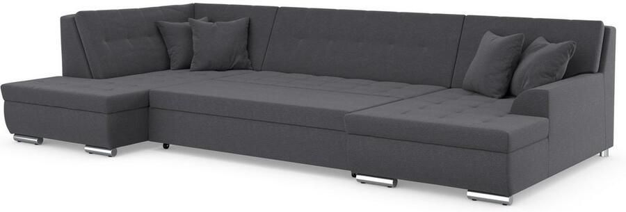 DOMO collection Zithoek Treviso inclusief sierkussen moderne stiksels XXL: B D H: 364 201 83 cm naar keuze met slaapfunctie in vele soorten bekleding ook in cord u-model - Foto 5