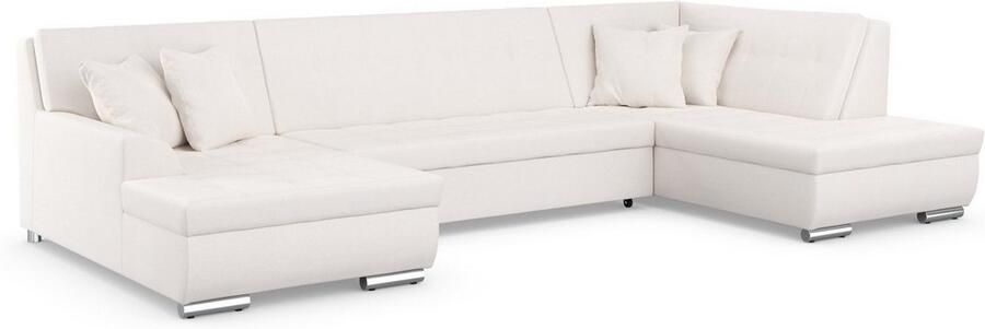 DOMO collection Zithoek Treviso inclusief sierkussen moderne stiksels XXL: B D H: 364 201 83 cm naar keuze met slaapfunctie in vele soorten bekleding ook in cord u-model - Foto 4