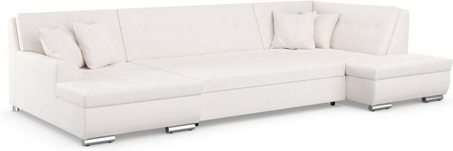 DOMO collection Zithoek Treviso inclusief sierkussen moderne stiksels XXL: B D H: 364 201 83 cm naar keuze met slaapfunctie in vele soorten bekleding ook in cord u-model - Foto 5