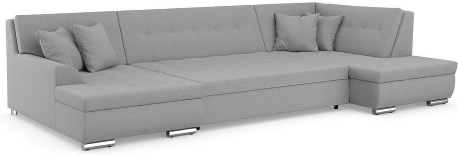 DOMO collection Zithoek Treviso inclusief sierkussen moderne stiksels XXL: B D H: 364 201 83 cm naar keuze met slaapfunctie in vele soorten bekleding ook in cord u-model - Foto 5