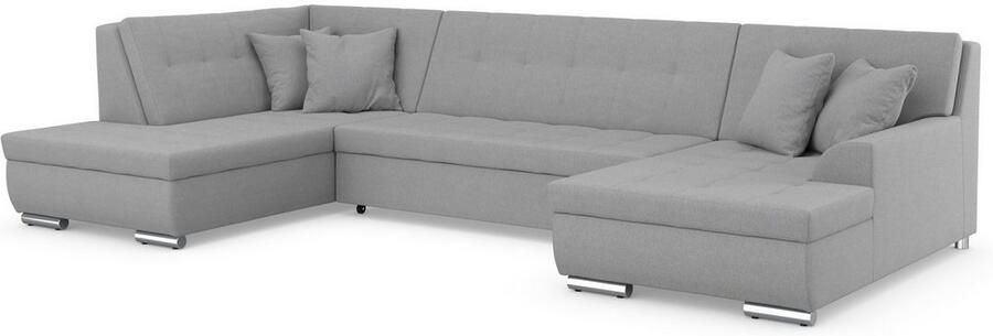 DOMO collection Zithoek Treviso inclusief sierkussen moderne stiksels XXL: B D H: 364 201 83 cm naar keuze met slaapfunctie in vele soorten bekleding ook in cord u-model - Foto 4