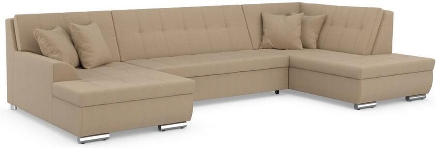 DOMO collection Zithoek Treviso inclusief sierkussen moderne stiksels XXL: B D H: 364 201 83 cm naar keuze met slaapfunctie in vele soorten bekleding ook in cord u-model - Foto 5