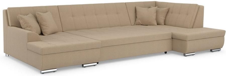 DOMO collection Zithoek Treviso inclusief sierkussen moderne stiksels XXL: B D H: 364 201 83 cm naar keuze met slaapfunctie in vele soorten bekleding ook in cord u-model - Foto 6