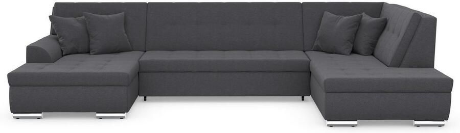 DOMO collection Zithoek Treviso inclusief sierkussen moderne stiksels XXL: B D H: 364 201 83 cm naar keuze met slaapfunctie in vele soorten bekleding ook in cord u-model - Foto 7