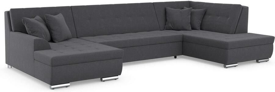 DOMO collection Zithoek Treviso inclusief sierkussen moderne stiksels XXL: B D H: 364 201 83 cm naar keuze met slaapfunctie in vele soorten bekleding ook in cord u-model - Foto 6