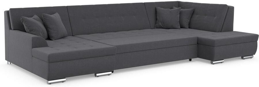 DOMO collection Zithoek Treviso inclusief sierkussen moderne stiksels XXL: B D H: 364 201 83 cm naar keuze met slaapfunctie in vele soorten bekleding ook in cord u-model - Foto 5