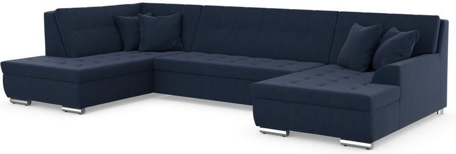 DOMO collection Zithoek Treviso inclusief sierkussen moderne stiksels XXL: B D H: 364 201 83 cm naar keuze met slaapfunctie in vele soorten bekleding ook in cord u-model - Foto 4