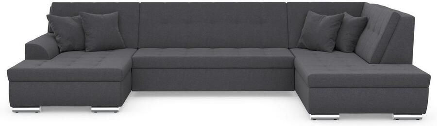 DOMO collection Zithoek Treviso inclusief sierkussen moderne stiksels XXL: B D H: 364 201 83 cm naar keuze met slaapfunctie in vele soorten bekleding ook in cord u-model - Foto 6