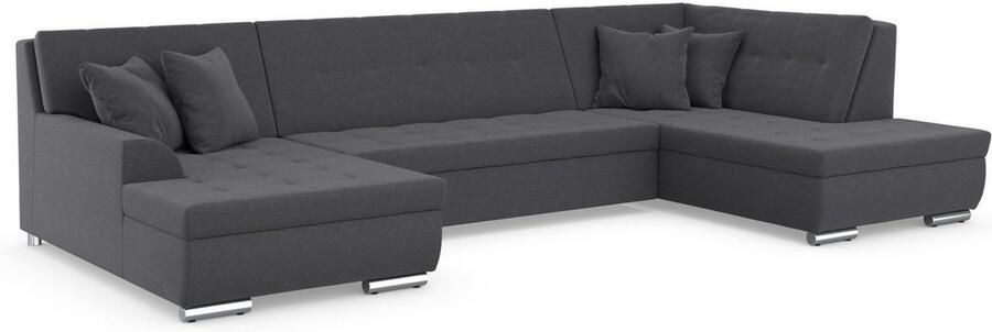 DOMO collection Zithoek Treviso inclusief sierkussen moderne stiksels XXL: B D H: 364 201 83 cm naar keuze met slaapfunctie in vele soorten bekleding ook in cord u-model - Foto 5