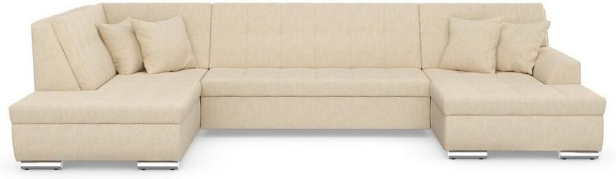 DOMO collection Zithoek Treviso inclusief sierkussen moderne stiksels XXL: B D H: 364 201 83 cm naar keuze met slaapfunctie in vele soorten bekleding ook in cord u-model - Foto 5