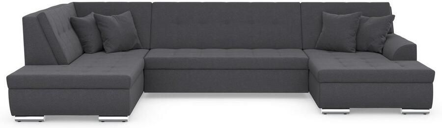 DOMO collection Zithoek Treviso inclusief sierkussen moderne stiksels XXL: B D H: 364 201 83 cm naar keuze met slaapfunctie in vele soorten bekleding ook in cord u-model - Foto 5