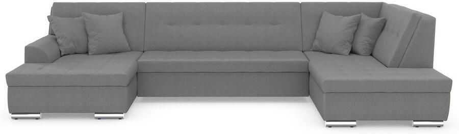 DOMO collection Zithoek Treviso inclusief sierkussen moderne stiksels XXL: B D H: 364 201 83 cm naar keuze met slaapfunctie in vele soorten bekleding ook in cord u-model - Foto 6