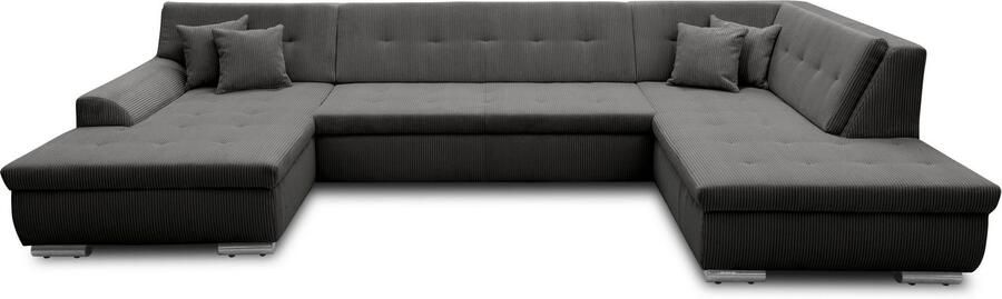 DOMO collection Zithoek Treviso inclusief sierkussen moderne stiksels XXL: B D H: 364 201 83 cm naar keuze met slaapfunctie in vele soorten bekleding ook in cord u-model - Foto 6