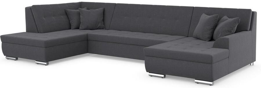 DOMO collection Zithoek Treviso inclusief sierkussen moderne stiksels XXL: B D H: 364 201 83 cm naar keuze met slaapfunctie in vele soorten bekleding ook in cord u-model - Foto 3