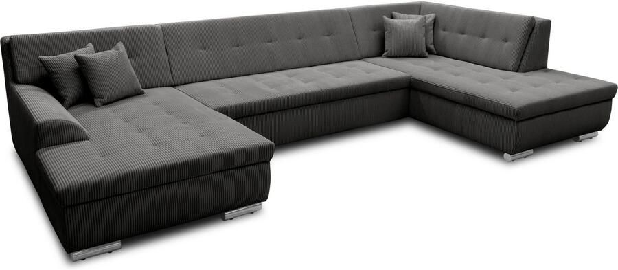 DOMO collection Zithoek Treviso inclusief sierkussen moderne stiksels XXL: B D H: 364 201 83 cm naar keuze met slaapfunctie in vele soorten bekleding ook in cord u-model - Foto 4