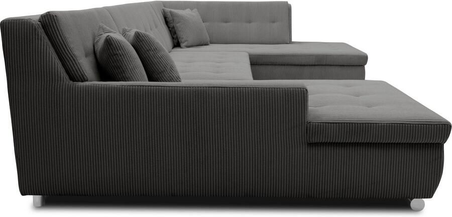 DOMO collection Zithoek Treviso inclusief sierkussen moderne stiksels XXL: B D H: 364 201 83 cm naar keuze met slaapfunctie in vele soorten bekleding ook in cord u-model - Foto 3