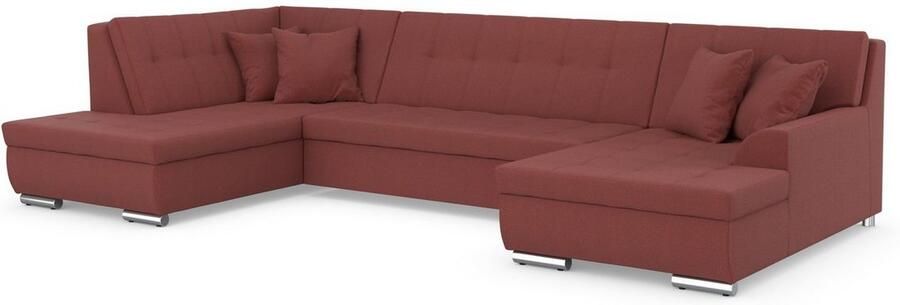 DOMO collection Zithoek Treviso inclusief sierkussen moderne stiksels XXL: B D H: 364 201 83 cm naar keuze met slaapfunctie in vele soorten bekleding ook in cord u-model - Foto 4