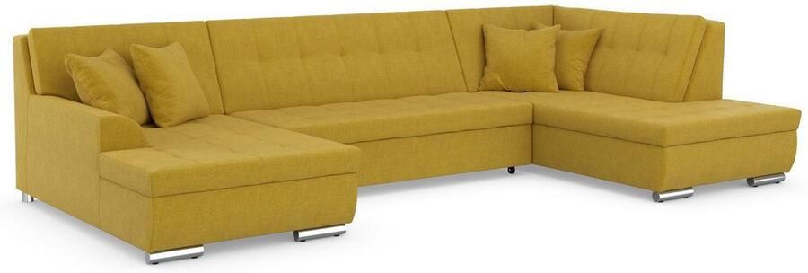 DOMO collection Zithoek Treviso inclusief sierkussen moderne stiksels XXL: B D H: 364 201 83 cm naar keuze met slaapfunctie in vele soorten bekleding ook in cord u-model - Foto 5