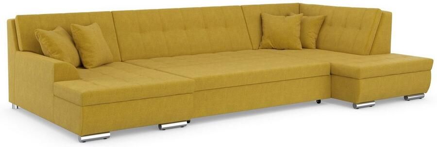 DOMO collection Zithoek Treviso inclusief sierkussen moderne stiksels XXL: B D H: 364 201 83 cm naar keuze met slaapfunctie in vele soorten bekleding ook in cord u-model - Foto 6