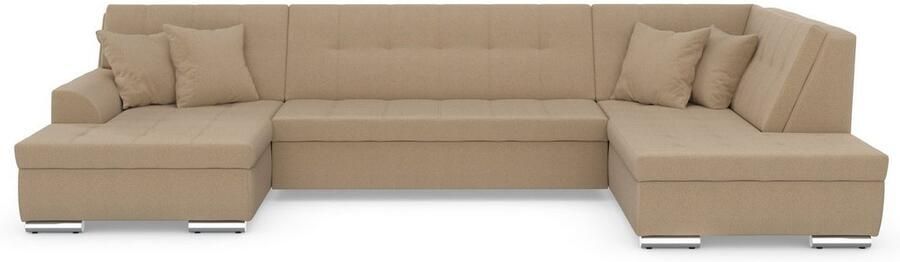 DOMO collection Zithoek Treviso inclusief sierkussen moderne stiksels XXL: B D H: 364 201 83 cm naar keuze met slaapfunctie in vele soorten bekleding ook in cord u-model - Foto 6