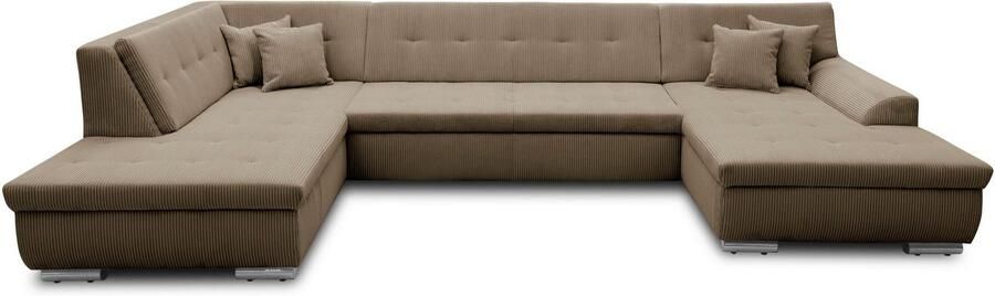 DOMO collection Zithoek Treviso inclusief sierkussen moderne stiksels XXL: B D H: 364 201 83 cm naar keuze met slaapfunctie in vele soorten bekleding ook in cord u-model - Foto 6