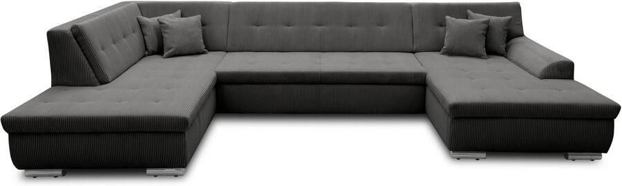 DOMO collection Zithoek Treviso inclusief sierkussen moderne stiksels XXL: B D H: 364 201 83 cm naar keuze met slaapfunctie in vele soorten bekleding ook in cord u-model - Foto 6